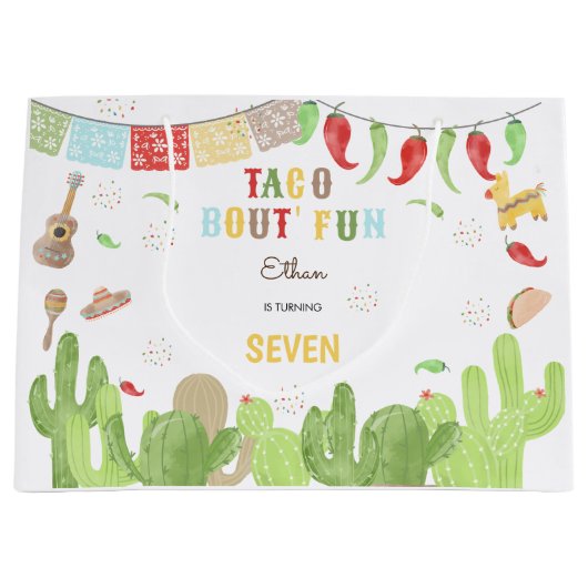 Taco over 'fun fiesta mexican boy verjaardag groot cadeauzakje (Voorkant)
