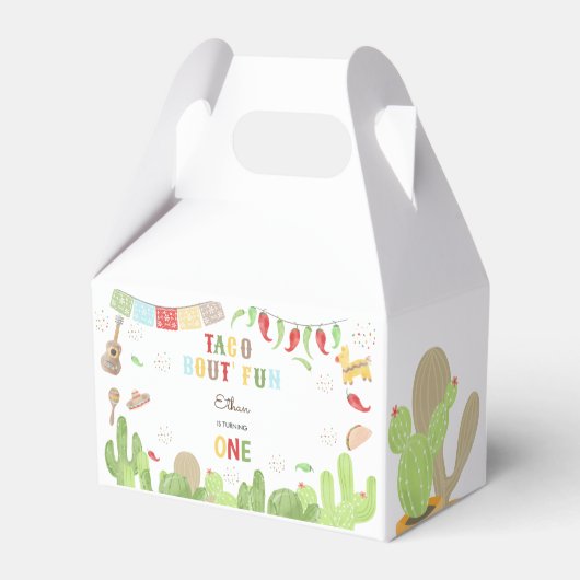 Taco over 'fun fiesta mexican eerste verjaardag bedankdoosjes (Achterkant)