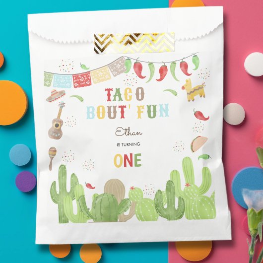 Taco over 'fun fiesta mexican eerste verjaardag bedankzakje