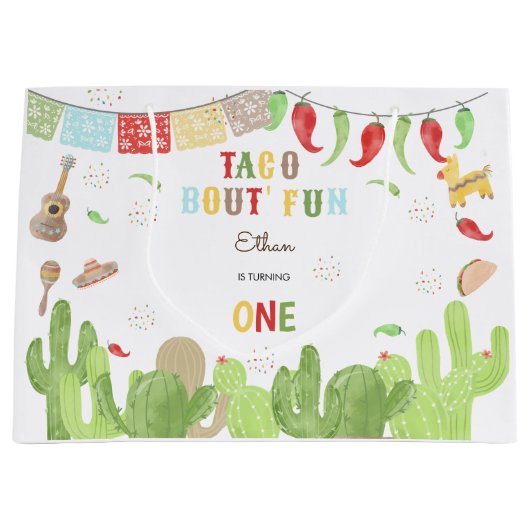 Taco over 'fun fiesta mexican eerste verjaardag groot cadeauzakje (Voorkant)