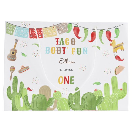 Taco over 'fun fiesta mexican eerste verjaardag groot cadeauzakje (Achterkant)