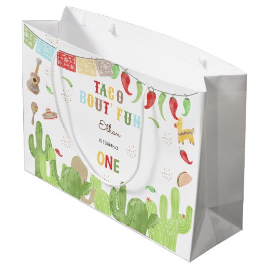 Taco over 'fun fiesta mexican eerste verjaardag groot cadeauzakje (Achterkant Gekanteld)