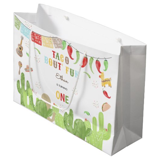 Taco over 'fun fiesta mexican eerste verjaardag groot cadeauzakje (Voorkant Gekanteld)