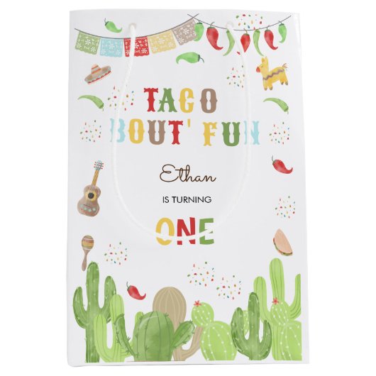 Taco over 'fun fiesta mexican eerste verjaardag medium cadeauzakje (Voorkant)