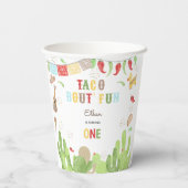 Taco over 'fun fiesta mexican eerste verjaardag papieren bekers (Achterkant)