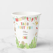 Taco over 'fun fiesta mexican eerste verjaardag papieren bekers (Voorkant)