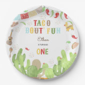 Taco over 'fun fiesta mexican eerste verjaardag papieren bordje (Voorkant)