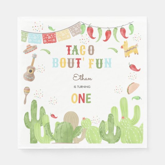 Taco over 'fun fiesta mexican eerste verjaardag servet (Voorkant)