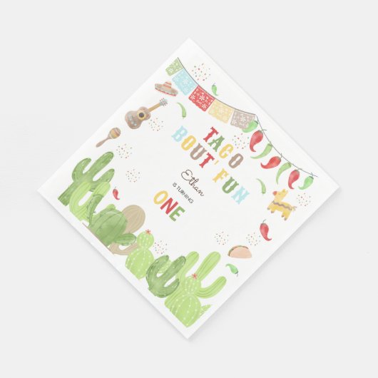 Taco over 'fun fiesta mexican eerste verjaardag servet (Hoek)