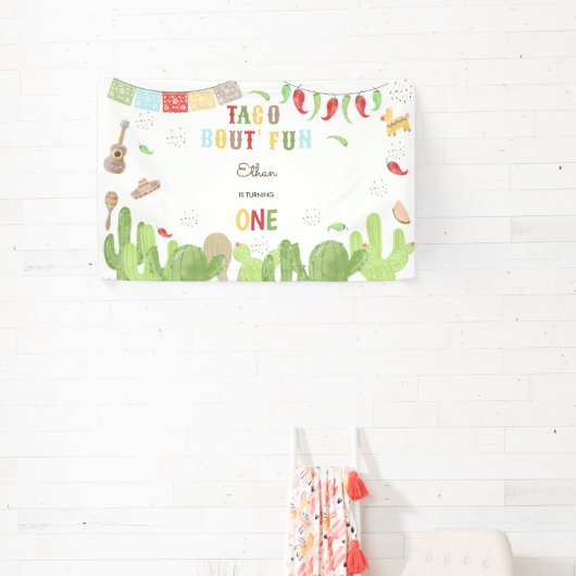 Taco over 'fun fiesta mexican eerste verjaardag spandoek (Insitu)