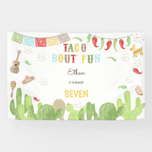 Taco over 'fun fiesta mexican kids verjaardag spandoek