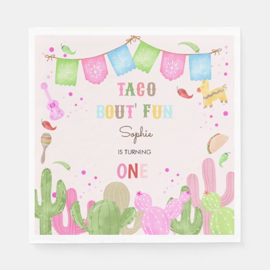 Taco over leuke fiësta mexicaanse eerste verjaarda servet (Voorkant)