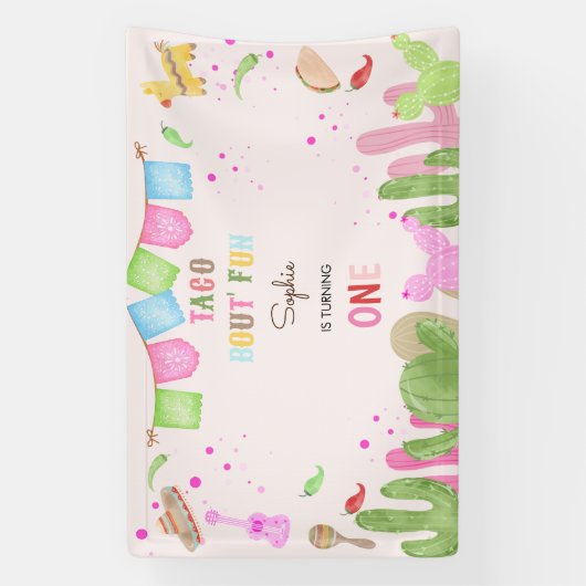 Taco over leuke fiësta mexicaanse eerste verjaarda spandoek (Verticaal)