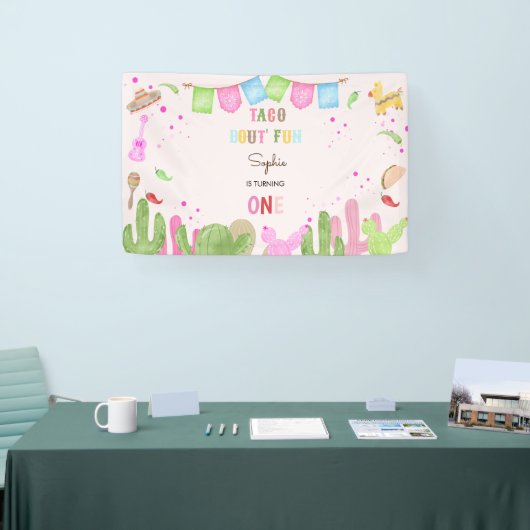 Taco over leuke fiësta mexicaanse eerste verjaarda spandoek (Beurs)