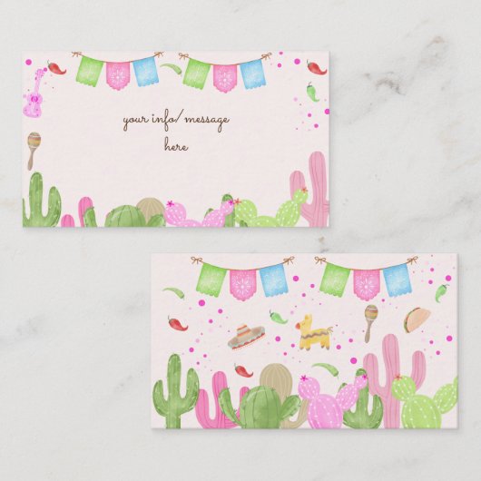 Taco over leuke fiësta Mexicaanse kinderen verjaar Informatiekaartje (Voorkant / Achterkant)