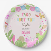 Taco over leuke fiesta mexicaanse meisje verjaarda papieren bordje (Voorkant)