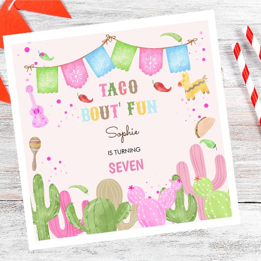 Taco over leuke fiesta mexicaanse meisje verjaarda servet