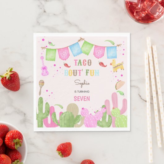 Taco over leuke fiesta mexicaanse meisje verjaarda servet (Insitu)