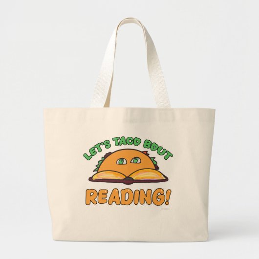 Taco Over Lezen Leuk Boek Lover Cartoon Grote Tote Bag (Voorkant)