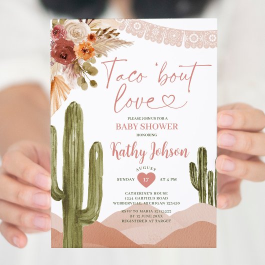 Taco over liefde Baby shower zuidwestelijke cactus Kaart