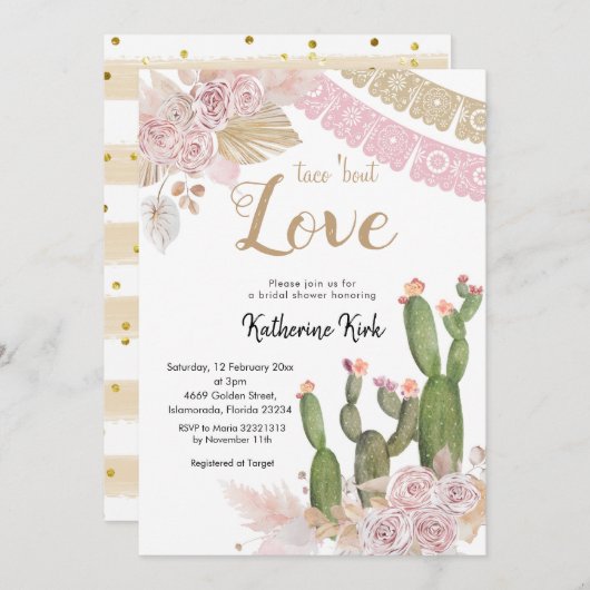 Taco over liefde bruids douche uitnodiging (Voorkant / Achterkant)