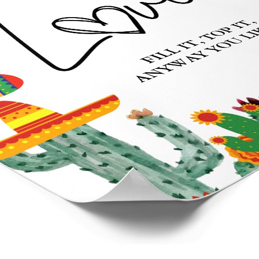 Taco over Liefde cactus Taco Bar Teken Poster (Hoek)