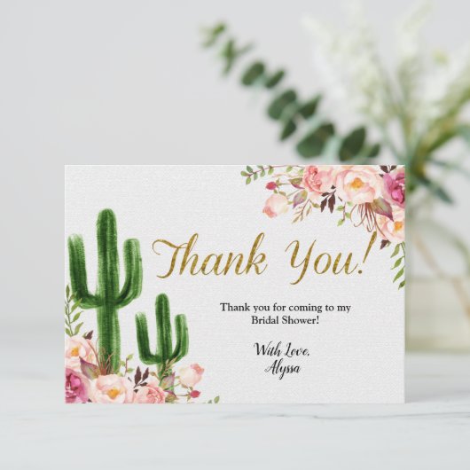 Taco over liefde Cactus Vrijgezellenfeest Dank je  Bedankkaart (Staand voorkant)