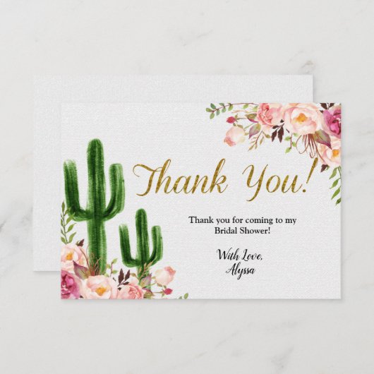 Taco over liefde Cactus Vrijgezellenfeest Dank je Bedankkaart (Voorkant / Achterkant)