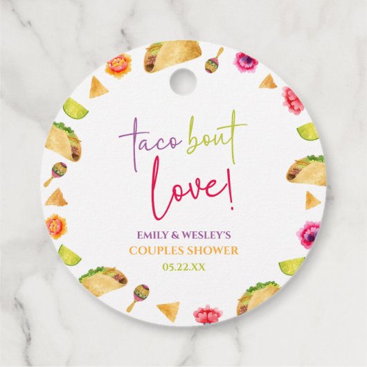 Taco over liefde! Fiesta Bruiloft Koppels Douche Bedankjes Labels (Achterkant)