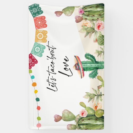 Taco Over Liefde Fiesta Cactus Douche Achtergrond Spandoek (Verticaal)