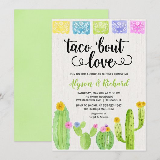 Taco over liefde Fiesta cactus vrijgezellenfeest Kaart (Voorkant / Achterkant)