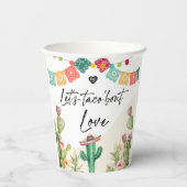 Taco Over Liefde Fiesta Waterverf Cactus Shower Papieren Bekers (Achterkant)