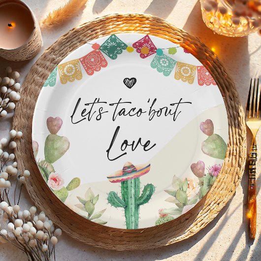 Taco Over Liefde Fiesta Waterverf Cactus Shower Papieren Bordje