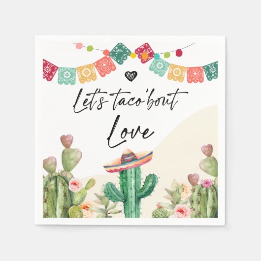 Taco Over Liefde Fiesta Waterverf Cactus Shower Servet (Voorkant)