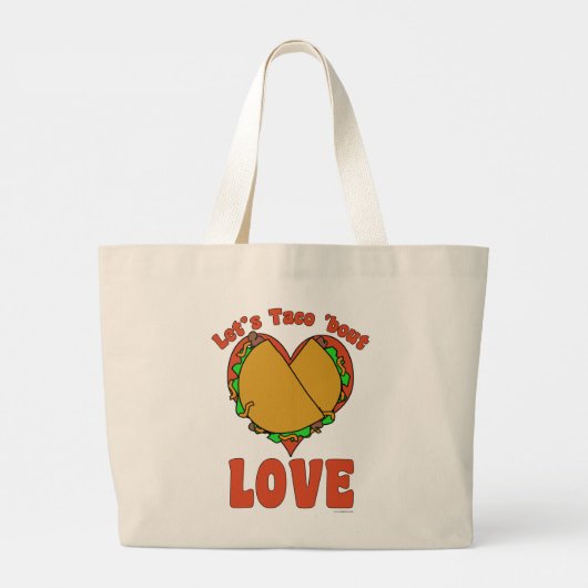 Taco Over Liefde Funny Food Cartoon Motto Art Grote Tote Bag (Achterkant)