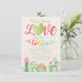 Taco over liefde koppel bruisfeest uitnodigingen (Staand voorkant)