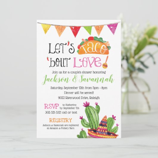 Taco Over Liefde - Koppels Code Bruids Kaart (Staand voorkant)