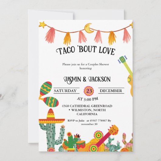 Taco 'Over Liefde Koppels Douche Cactus Kaart (Voorkant)
