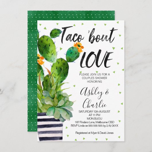 Taco Over Liefde Koppels Douche Uitnodiging (Voorkant / Achterkant)