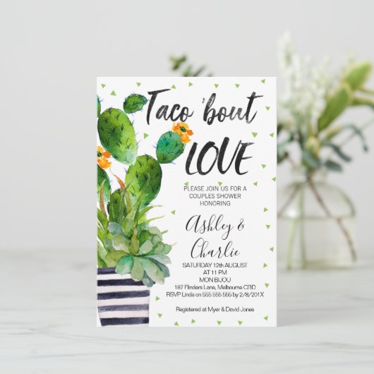 Taco Over Liefde Koppels Douche Uitnodiging (Staand voorkant)