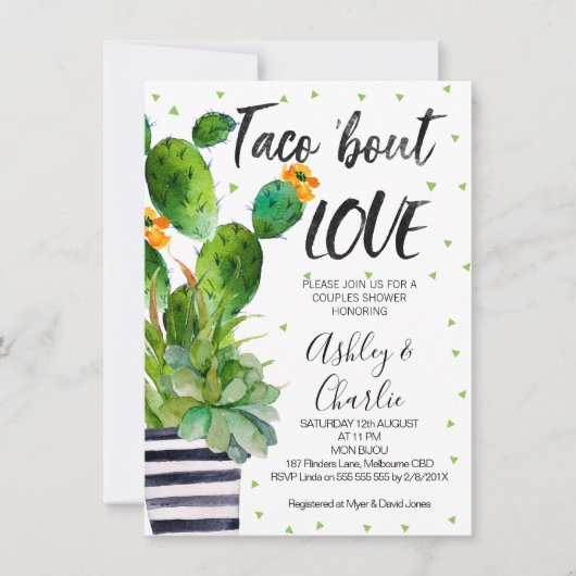 Taco Over Liefde Koppels Douche Uitnodiging (Voorkant)
