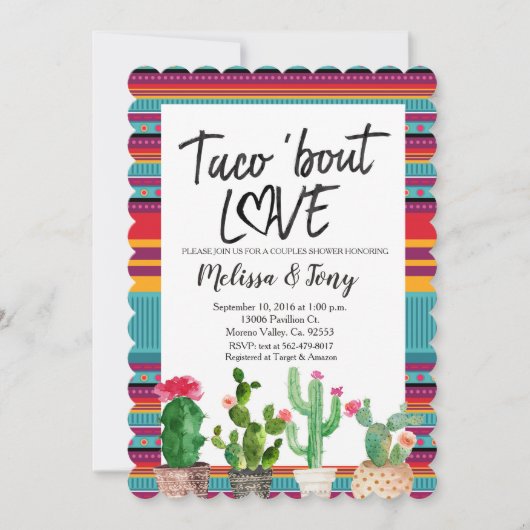Taco Over Liefde Koppels Douche Uitnodiging (Voorkant)