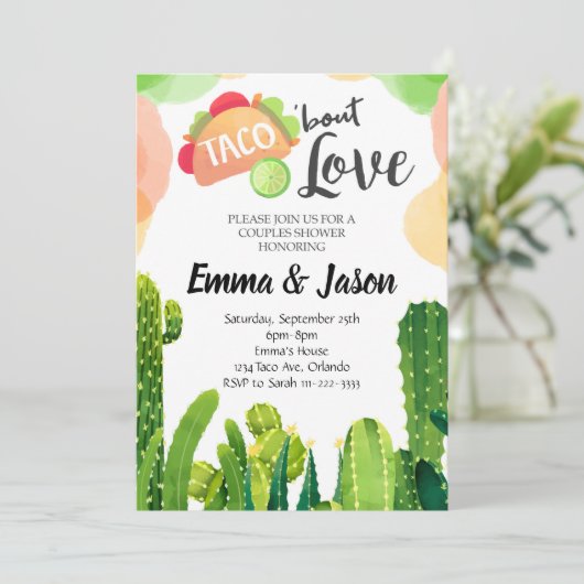 Taco Over Liefde Koppels Douche Uitnodiging (Staand voorkant)