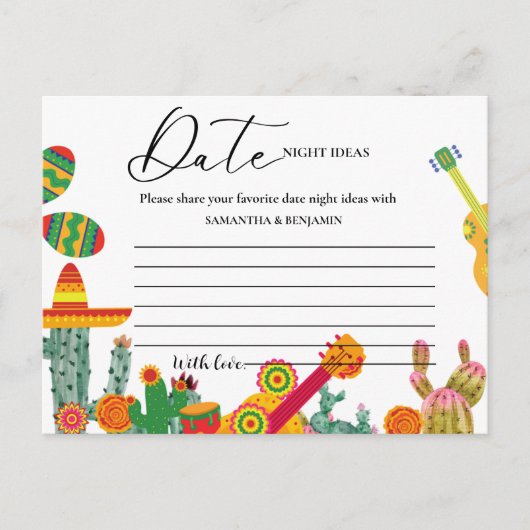 Taco Over Liefde Mexicaanse date nacht ideeën Advi Advieskaart (Voorkant)