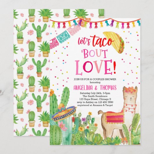 Taco Over Liefde Mexicaanse Fiesta Roze Koppels Do Kaart (Voorkant / Achterkant)