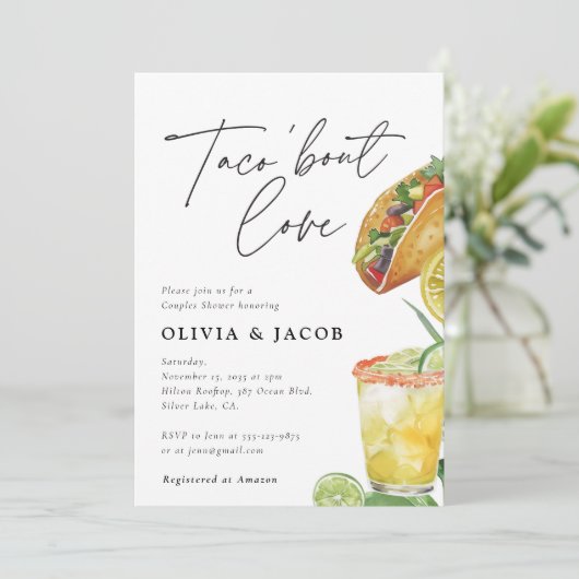 Taco over liefde Mexicaanse koppels Douche uitnodi Kaart (Staand voorkant)