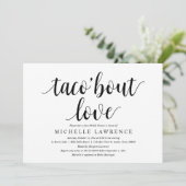 taco over liefde, Moderne Bridal Shower Uitnodigin Kaart (Staand voorkant)