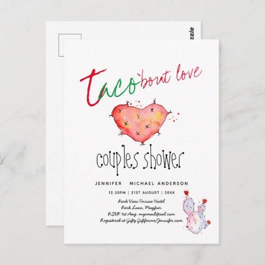 TACO OVER LIEFDE Moderne budget KOPPELS BRUILOFTSF Briefkaart (Voorkant / Achterkant)