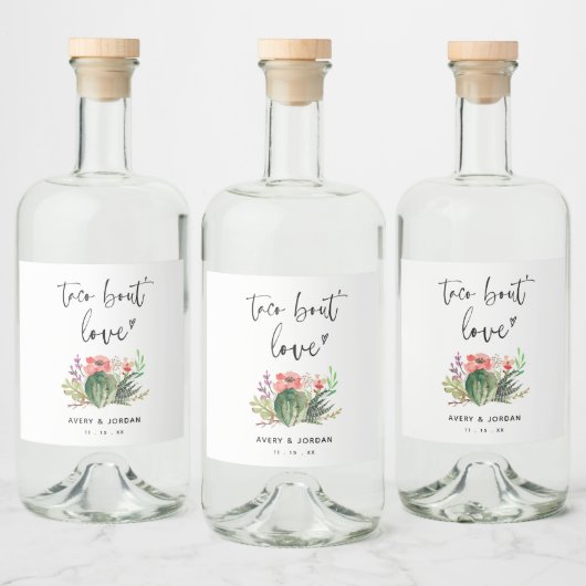 Taco Over Liefde Waterverf Cactus Fiesta Favor Likeurfles Etiket (Flessen)