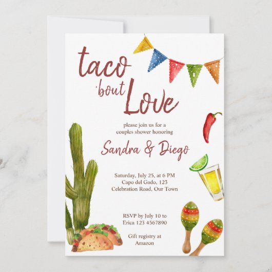 Taco over liefdeparen douanieren Mexicaanse fiesta Kaart (Voorkant)